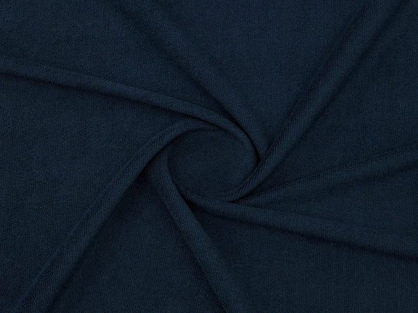 Close-up of navy towel fabric texture from Bean Design hoodie