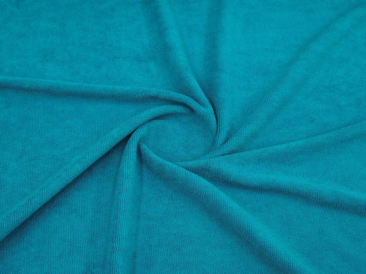 Close-up of turquoise towel fabric texture from Bean Design hoodie