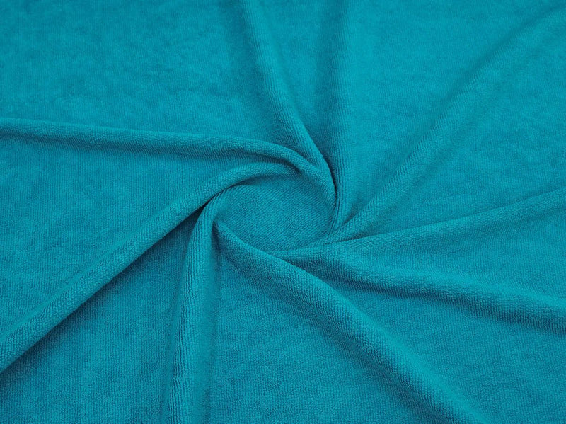 Close-up of turquoise towel fabric texture from Bean Design hoodie